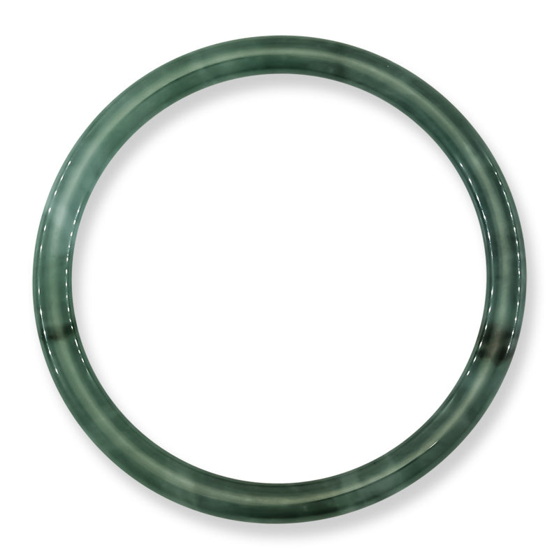 Blue-Green Jadeite Jade Thin Cylindrical Bangle Size 58.7MM | UPC #406995