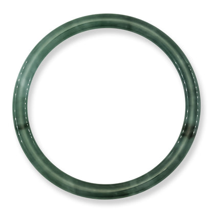 Blue-Green Jadeite Jade Thin Cylindrical Bangle Size 58.7MM | UPC #406995