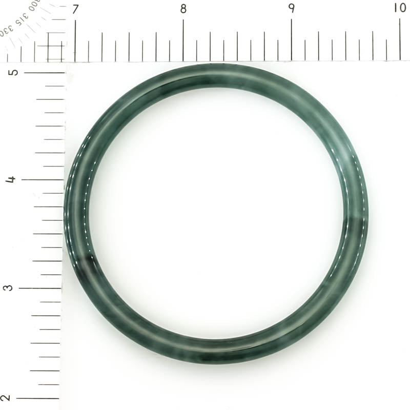 Blue-Green Jadeite Jade Thin Cylindrical Bangle Size 58.7MM | UPC #406995
