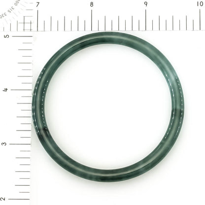 Blue-Green Jadeite Jade Thin Cylindrical Bangle Size 58.7MM | UPC #406995