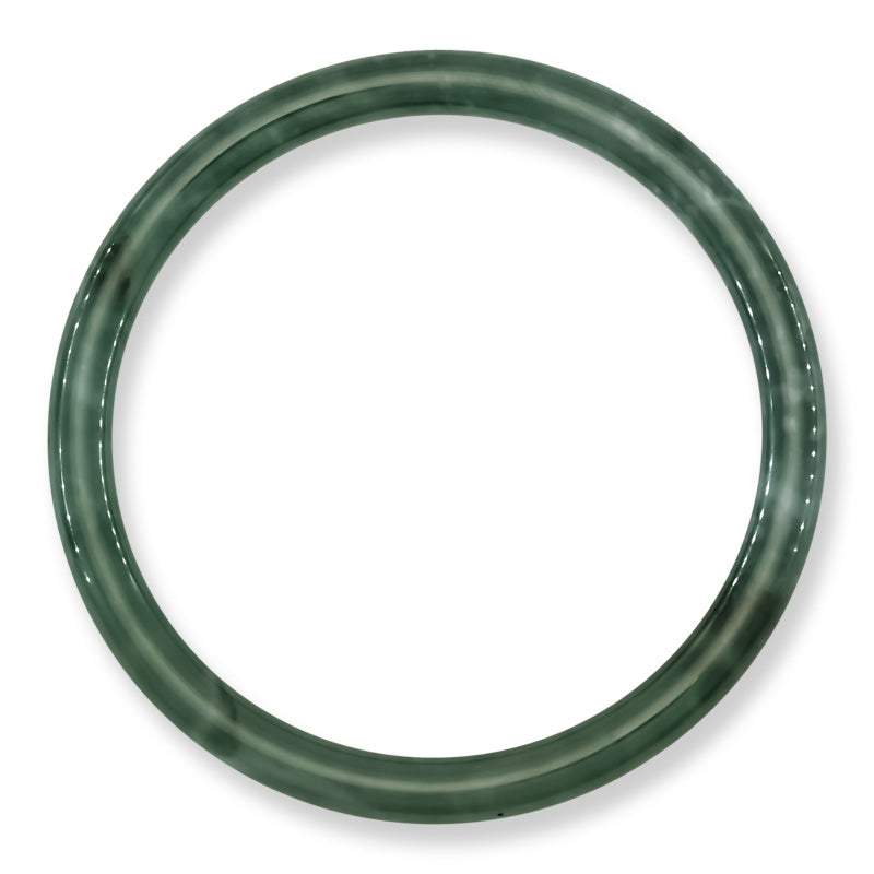 Blue-Green Jadeite Jade Thin Cylindrical Bangle Size 60.3MM | UPC #407008