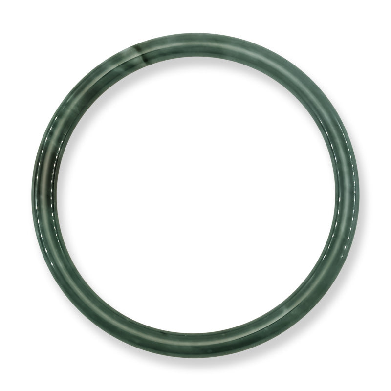 Blue-Green Jadeite Jade Thin Cylindrical Bangle Size 62.4MM | UPC #407015