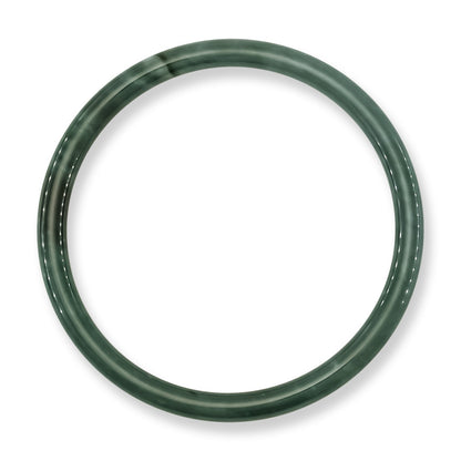 Blue-Green Jadeite Jade Thin Cylindrical Bangle Size 62.4MM | UPC #407015