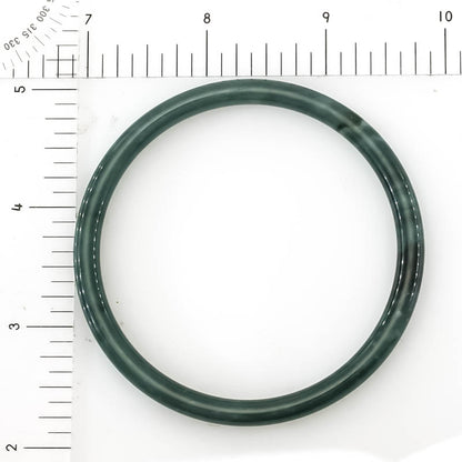 Blue-Green Jadeite Jade Thin Cylindrical Bangle Size 62.4MM | UPC #407015