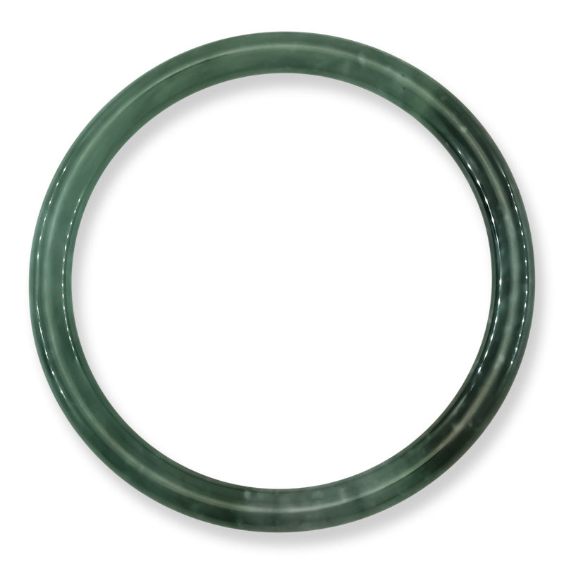Blue-Green Jadeite Jade Thin Cylindrical Bangle Size 61.8MM | UPC #407022
