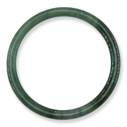 Blue-Green Jadeite Jade Thin Cylindrical Bangle Size 61.8MM | UPC #407022