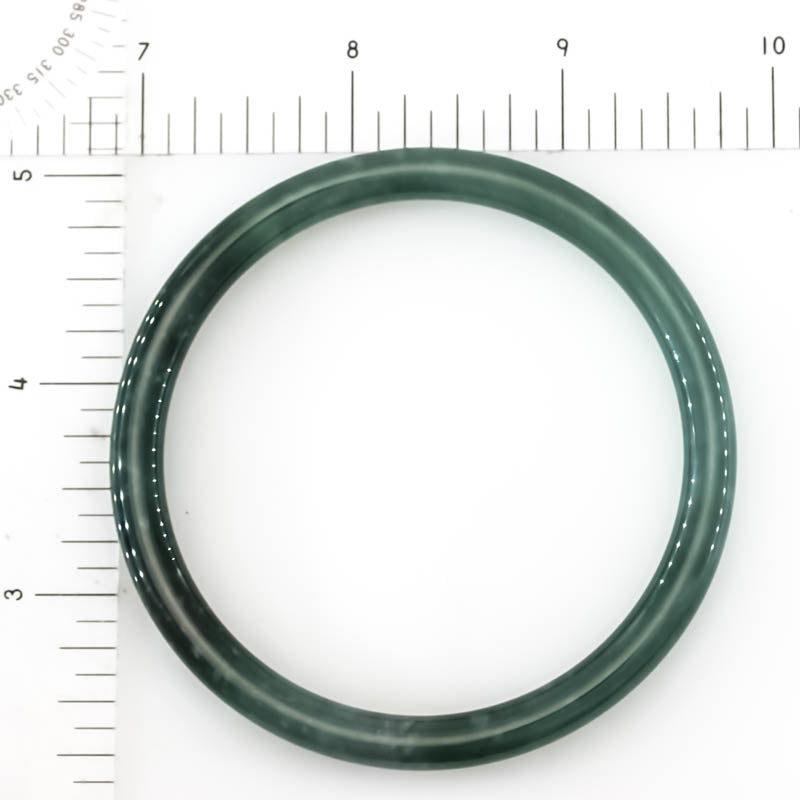Blue-Green Jadeite Jade Thin Cylindrical Bangle Size 61.8MM | UPC #407022