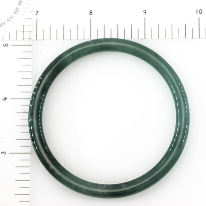 Blue-Green Jadeite Jade Thin Cylindrical Bangle Size 61.8MM | UPC #407022
