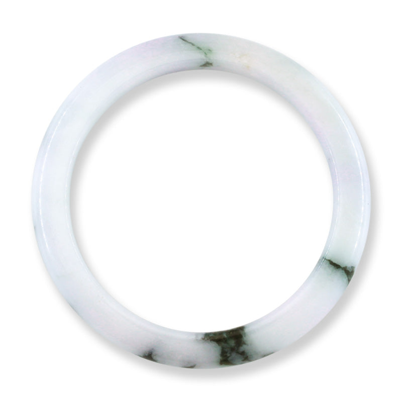 Lavender & Green Jadeite Jade Half Round Bangle 57.9MM | UPC #227637