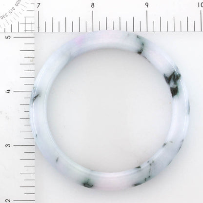 Lavender & Green Jadeite Jade Half Round Bangle 57.9MM | UPC #227637