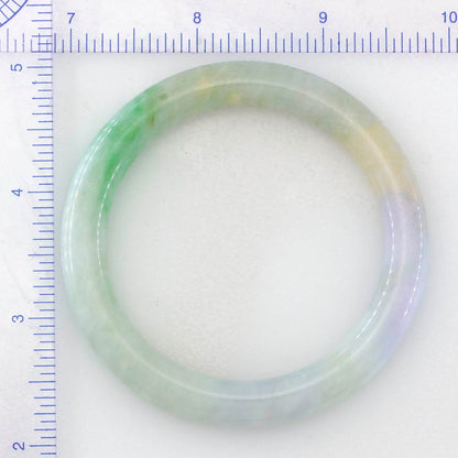 Green and Lavender Jadeite Jade Cylindrical Bangle 55.1MM | UPC #253162