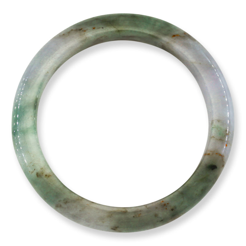Lavender, Green & Grey Jadeite Jade Half Round Bangle 55.3MM | UPC #314443