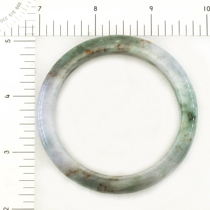Lavender, Green & Grey Jadeite Jade Half Round Bangle 55.3MM | UPC #314443