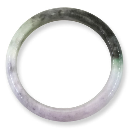 Lavender, Green & Grey Jadeite Jade Half Round Bangle 57.2MM | UPC #405424