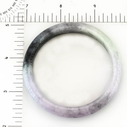 Lavender, Green & Grey Jadeite Jade Half Round Bangle 57.2MM | UPC #405424