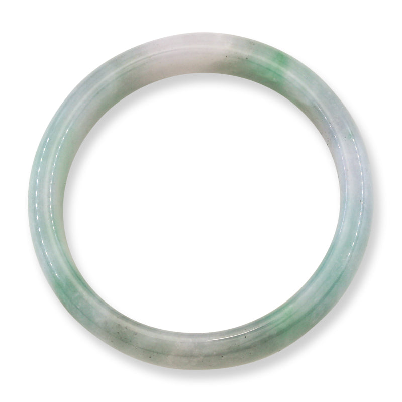 Green & Lavender Jadeite Jade Half Round Bangle 61.0MM | UPC #253070