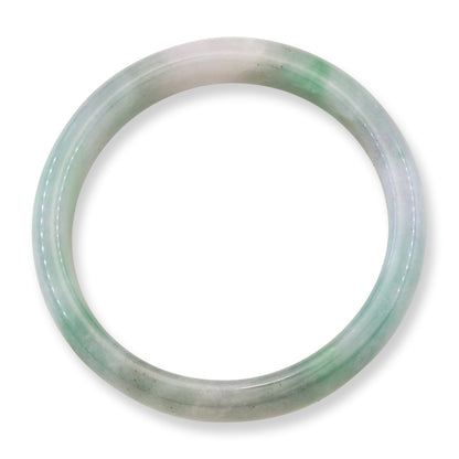 Green & Lavender Jadeite Jade Half Round Bangle 61.0MM | UPC #253070