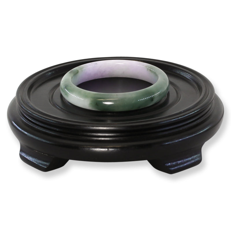 Small Green and Lavender Jadeite Jade Half Round Bangle 53.0MM | UPC #299061