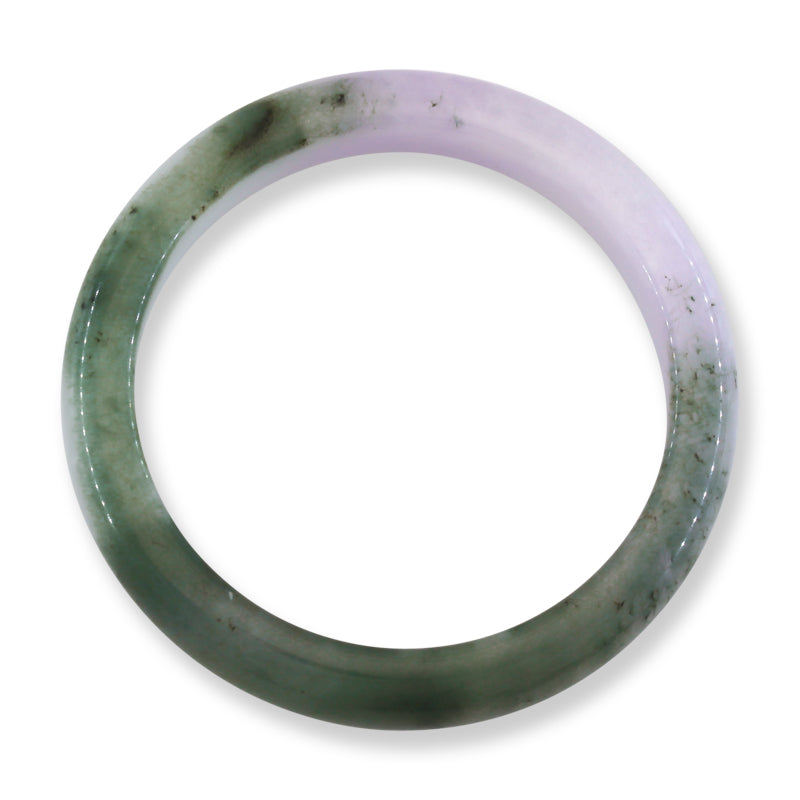 Small Green and Lavender Jadeite Jade Half Round Bangle 53.0MM | UPC #299061