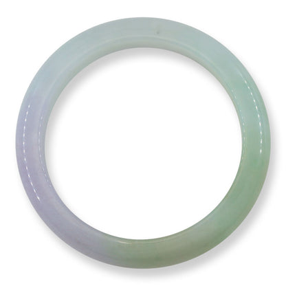 Small Green and Lavender Jadeite Jade Half Round Bangle 56.8MM | UPC #030190