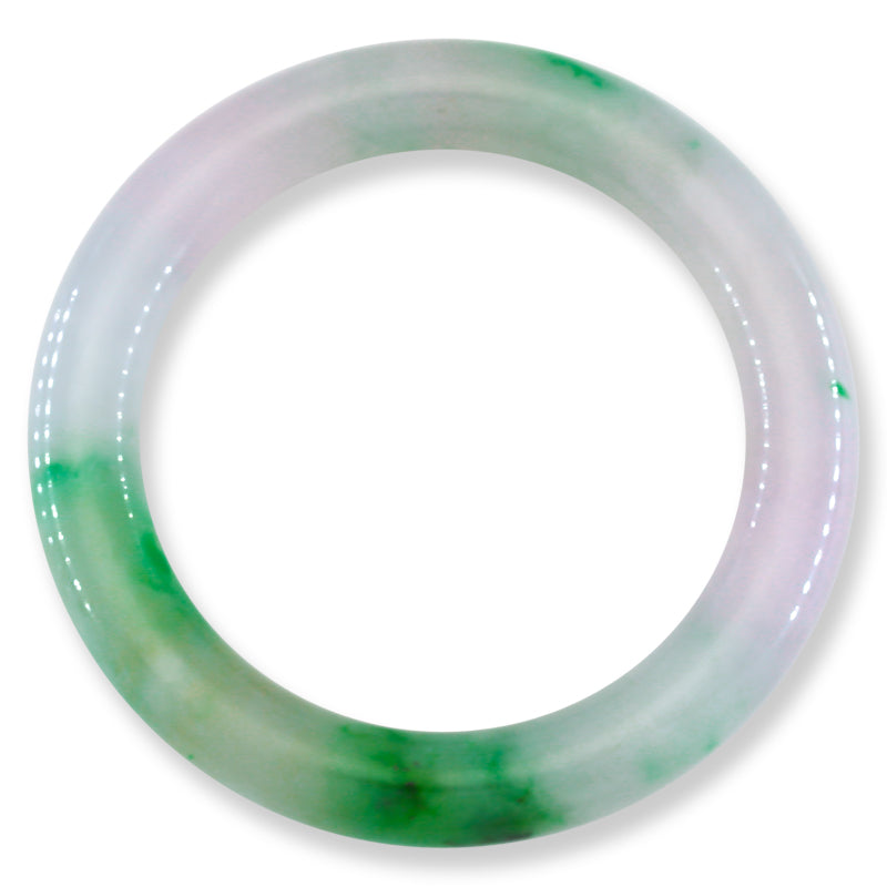 Green and Lavender Jadeite Jade Cylindrical Bangle 56.4MM | UPC #399648