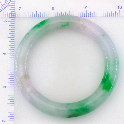 Green and Lavender Jadeite Jade Cylindrical Bangle 56.4MM | UPC #399648