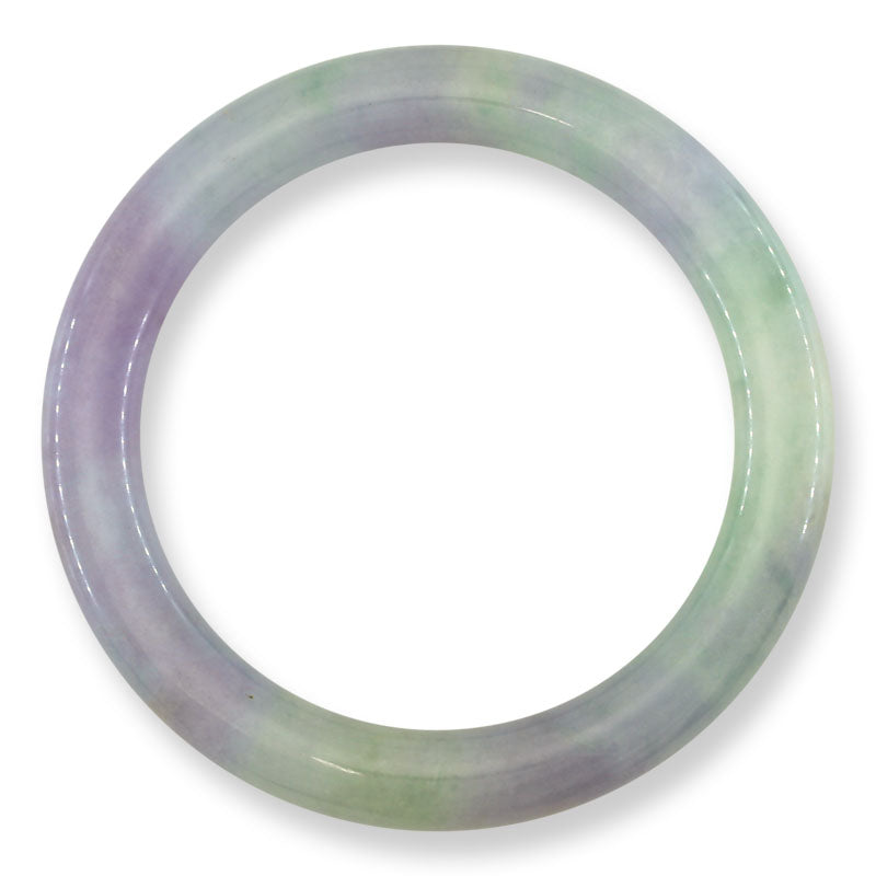 Lavender and Green Jadeite Jade Cylindrical Bangle 60.2MM | UPC #386167
