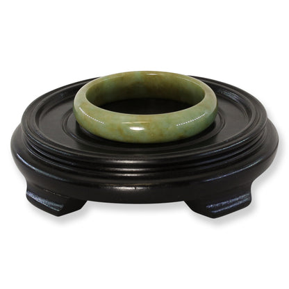 Green and Yellow Jadeite Jade Half Round Bangle 58.7MM | UPC #400351