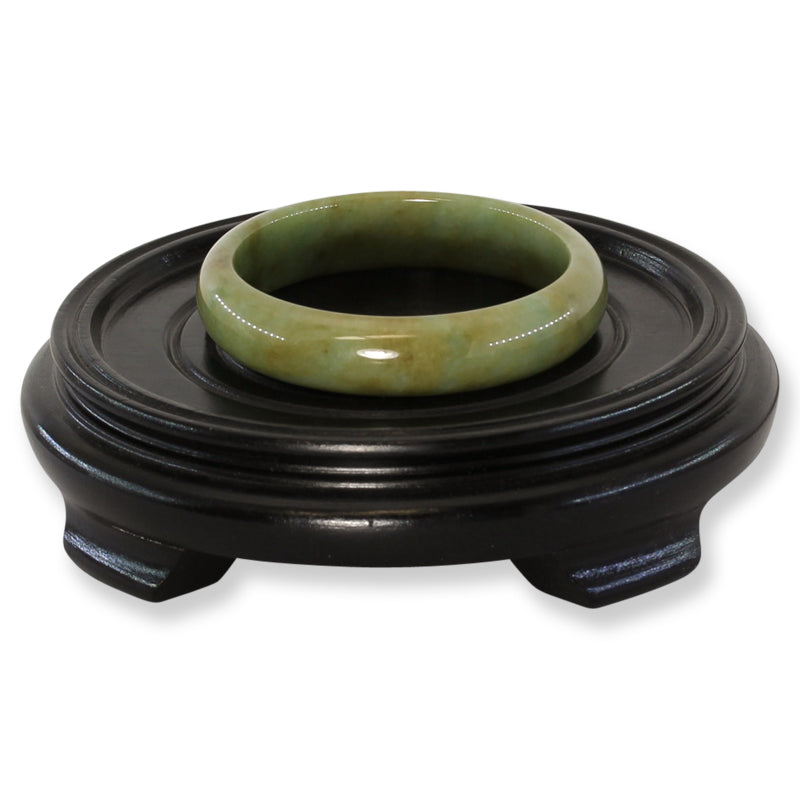 Green and Yellow Jadeite Jade Half Round Bangle 58.7MM | UPC #400351