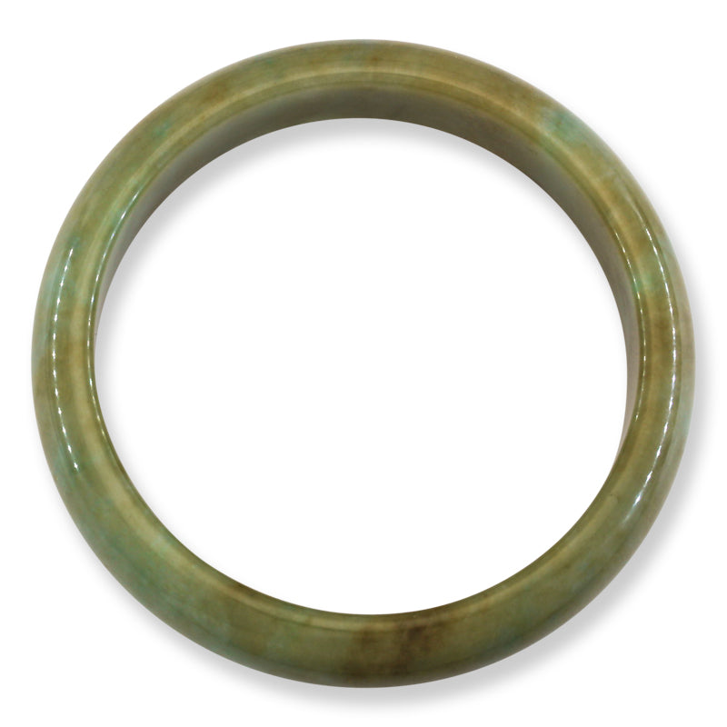 Green and Yellow Jadeite Jade Half Round Bangle 58.7MM | UPC #400351