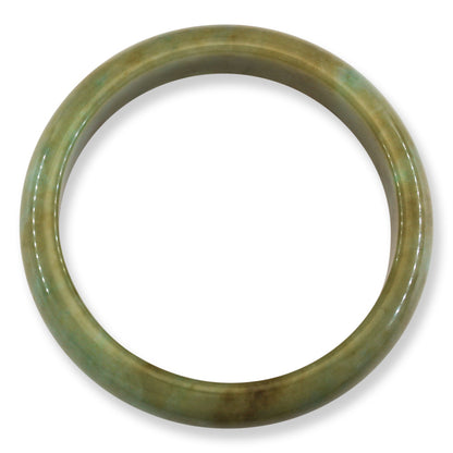 Green and Yellow Jadeite Jade Half Round Bangle 58.7MM | UPC #400351
