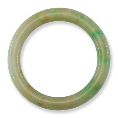 Yellow and Green Jadeite Jade Cylindrical Bangle 58.7MM | UPC #398368