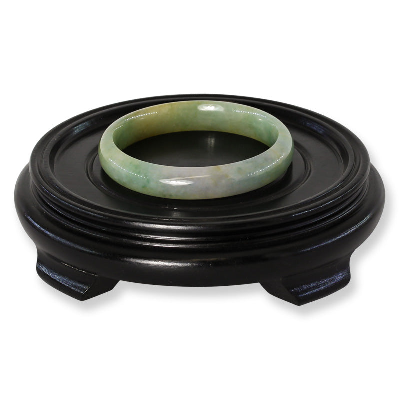 Green and Yellow Jadeite Jade Half Round Bangle 57.5MM | UPC #396647