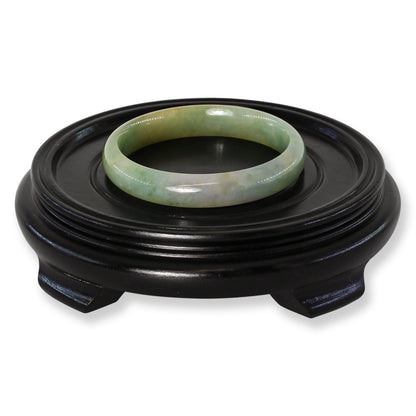 Green and Yellow Jadeite Jade Half Round Bangle 57.5MM | UPC #396647