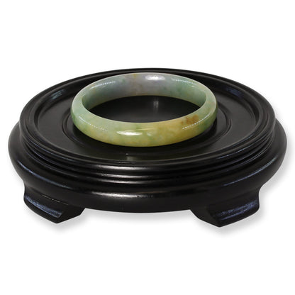 Green and Yellow Jadeite Jade Half Round Bangle 57.5MM | UPC #396647