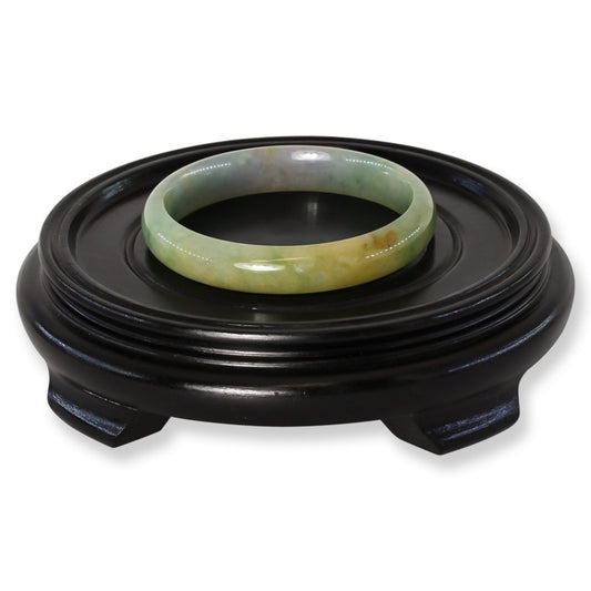 Green and Yellow Jadeite Jade Half Round Bangle 57.5MM | UPC #396647
