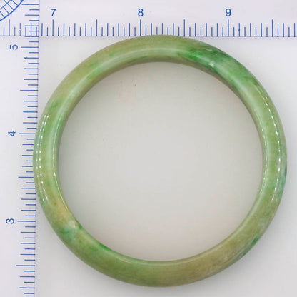 Green and Yellow Jadeite Jade Half Round Bangle 58.1MM | UPC #397613