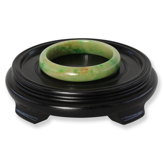 Green and Yellow Jadeite Jade Half Round Bangle 58.1MM | UPC #397613
