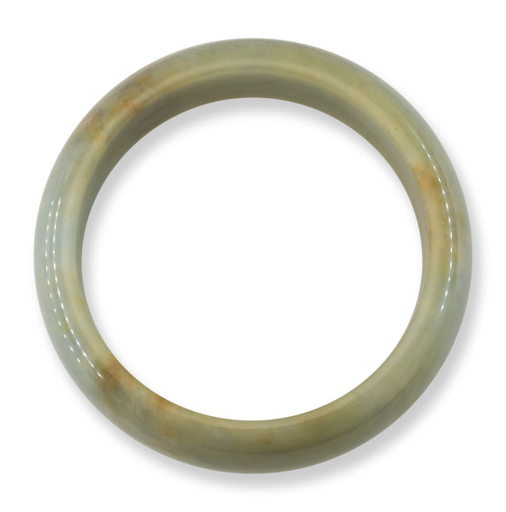 Yellow and Green Jadeite Jade Half Round Cuff Style Bangle 61.6MM | UPC #398344