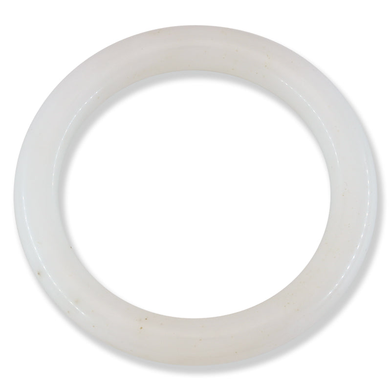 White Nephrite Jade Half Round Bangle 59.5MM | UPC #401600