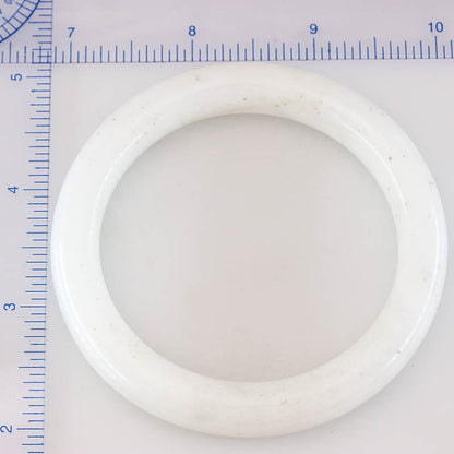 White Nephrite Jade Half Round Bangle 59.5MM | UPC #401600
