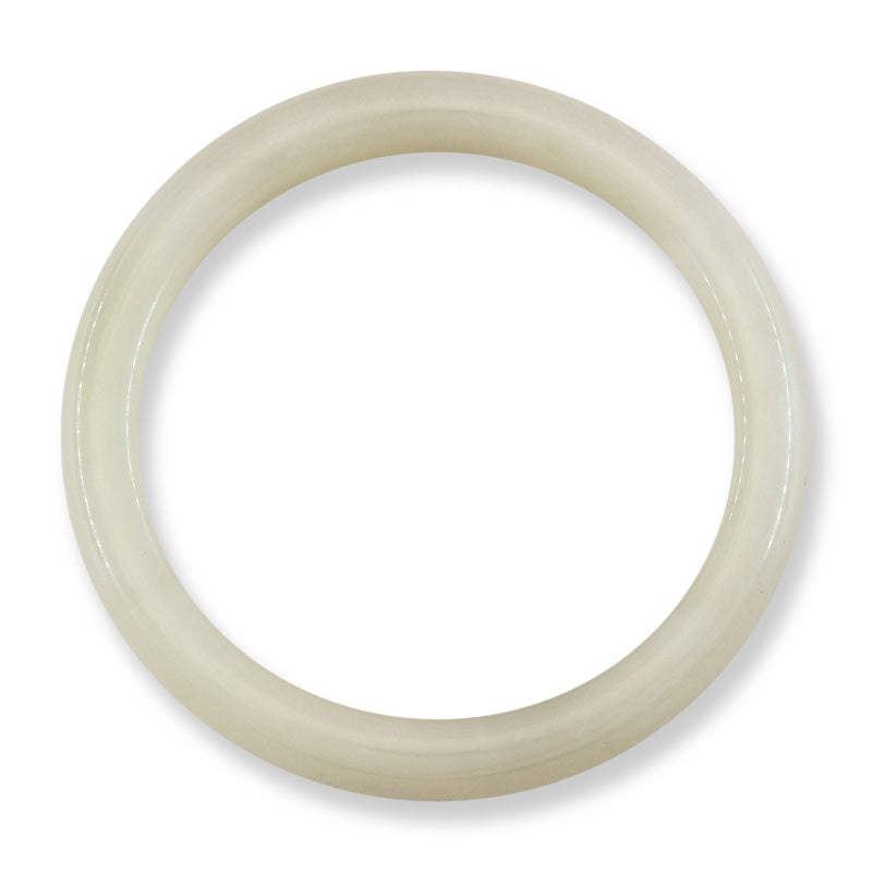 White Nephrite Jade Half Round Bangle 56.5MM | UPC #400276