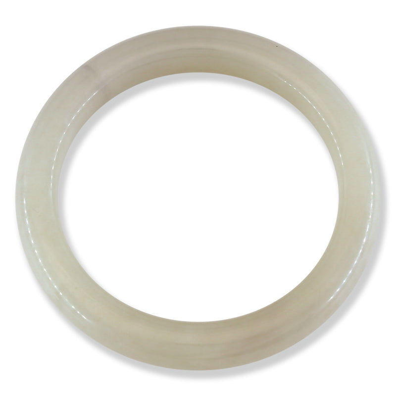 White Nephrite Jade Half Round Bangle 57.1MM | UPC #401594