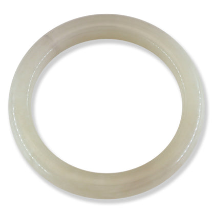 White Nephrite Jade Half Round Bangle 57.1MM | UPC #401594