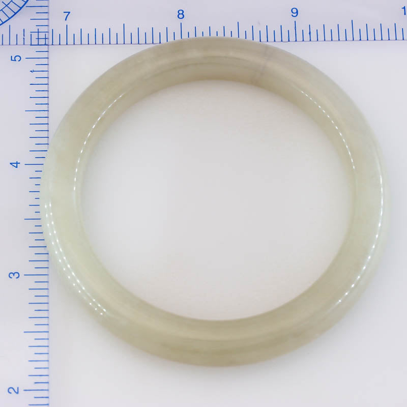 White Nephrite Jade Half Round Bangle 57.1MM | UPC #401594