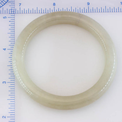 White Nephrite Jade Half Round Bangle 57.1MM | UPC #401594