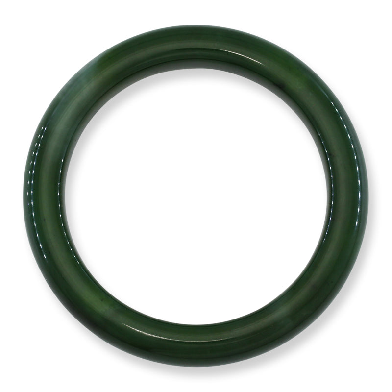 Green Nephrite Jade Half Round Bangle 56.5MM | UPC #405332