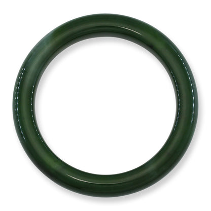 Green Nephrite Jade Half Round Bangle 56.5MM | UPC #405332