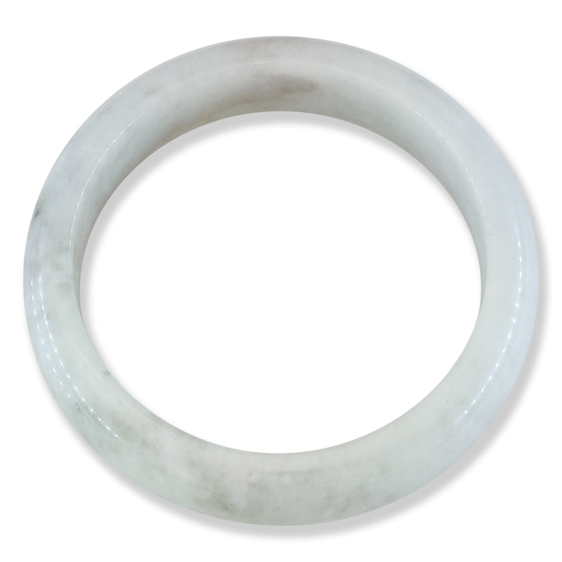 White Jadeite Jade Half Round Bangle 57.7MM | UPC #030268