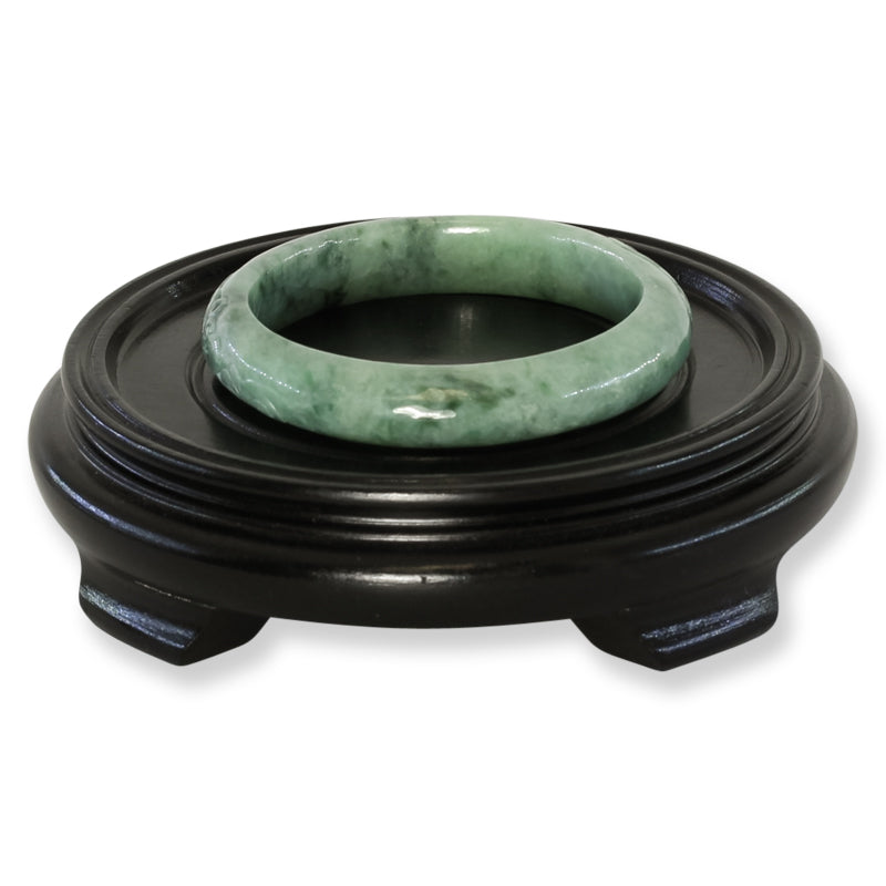 Green Jadeite Jade Carved Half Round Bangle 61+MM | UPC #407817